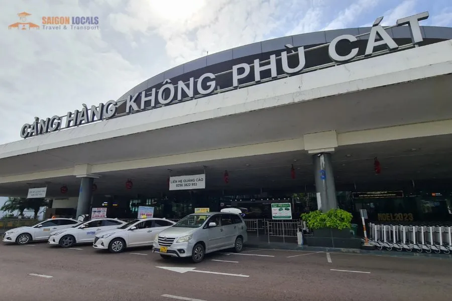Take a taxi at the airport arrival hall